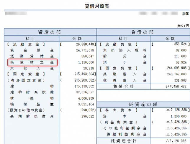 保険積立金
